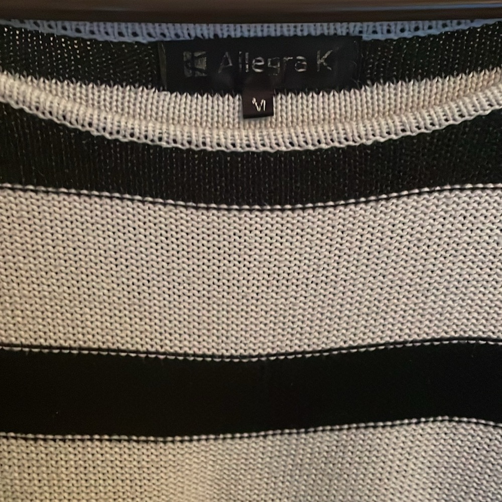 Black and White Striped Scoop Neck Sweater, Women’s Medium - Picture 2 of 3